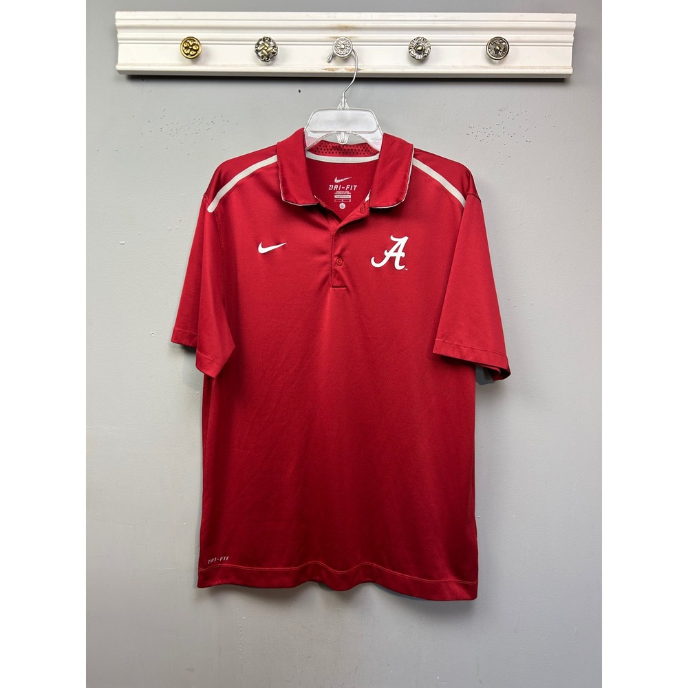 Nike Alabama Crimson Tide Dri-FIT Polo Shirt Mens Large Red Short Sleeve NCAA